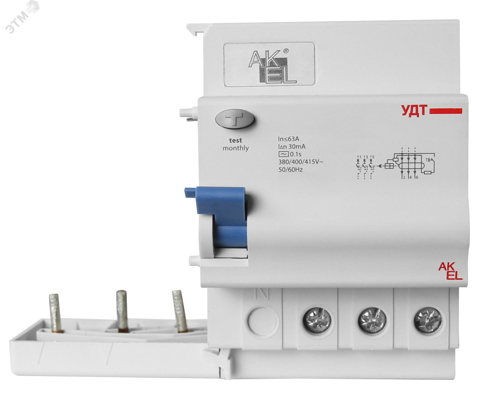 Изображение товара Устройство дифференциального тока АКСОЛ 3P 100мА для защиты электроустановок