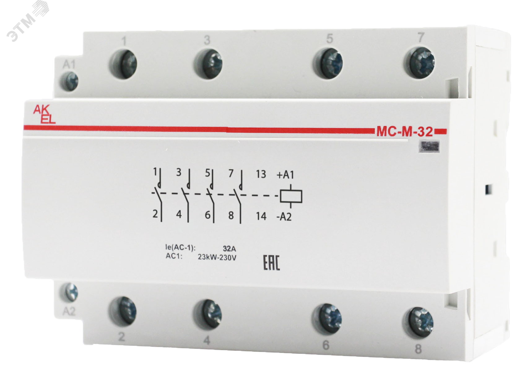 Изображение товара Контактор модульный ВА47-МС-М-3-32-40 4NO 32А 230VAC Россия АКЭЛ