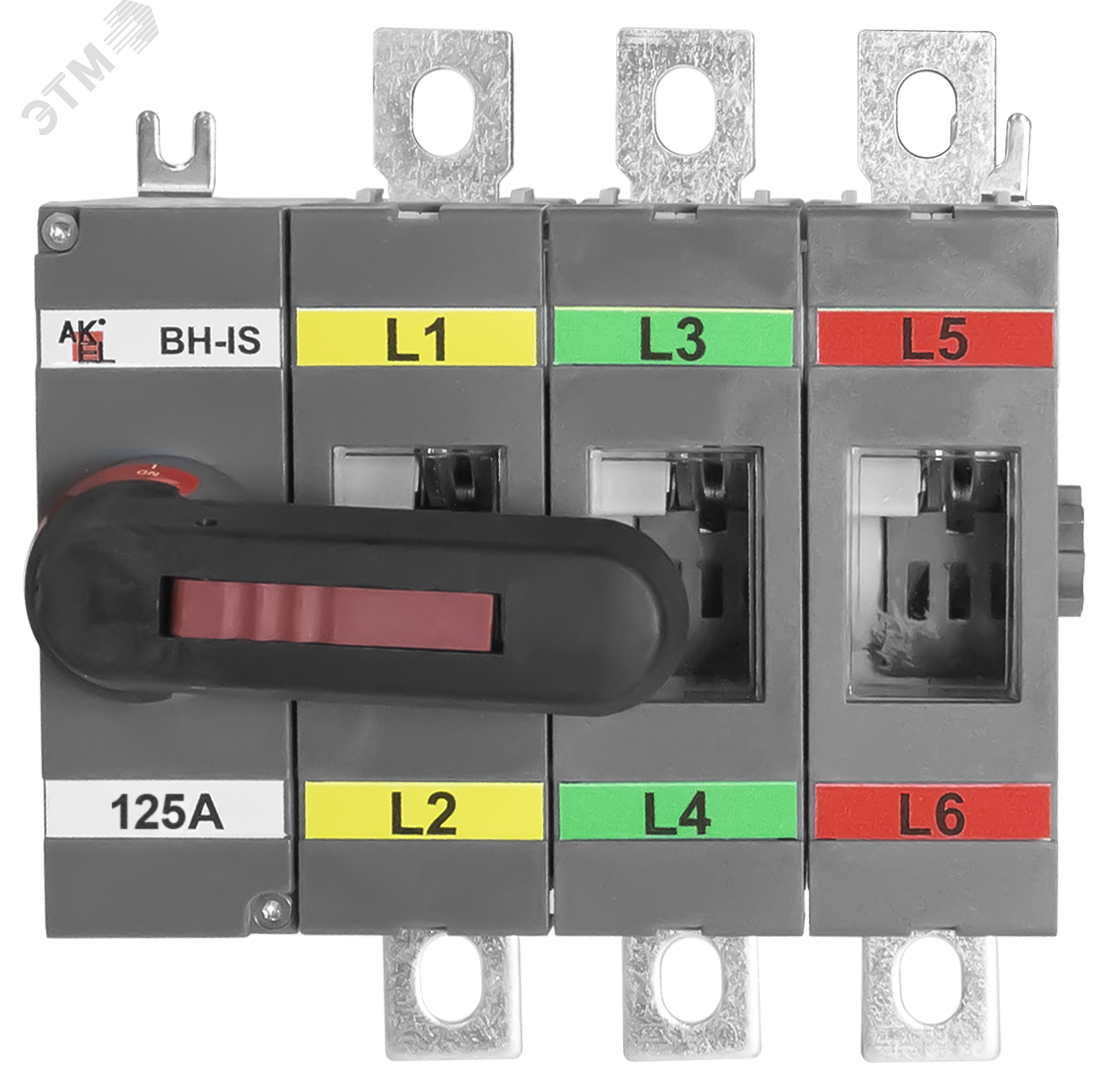 Изображение товара Выключатель нагрузки ВН-IS-D3P-125A-С 3П 750В с рукояткой и смотровым окошком
