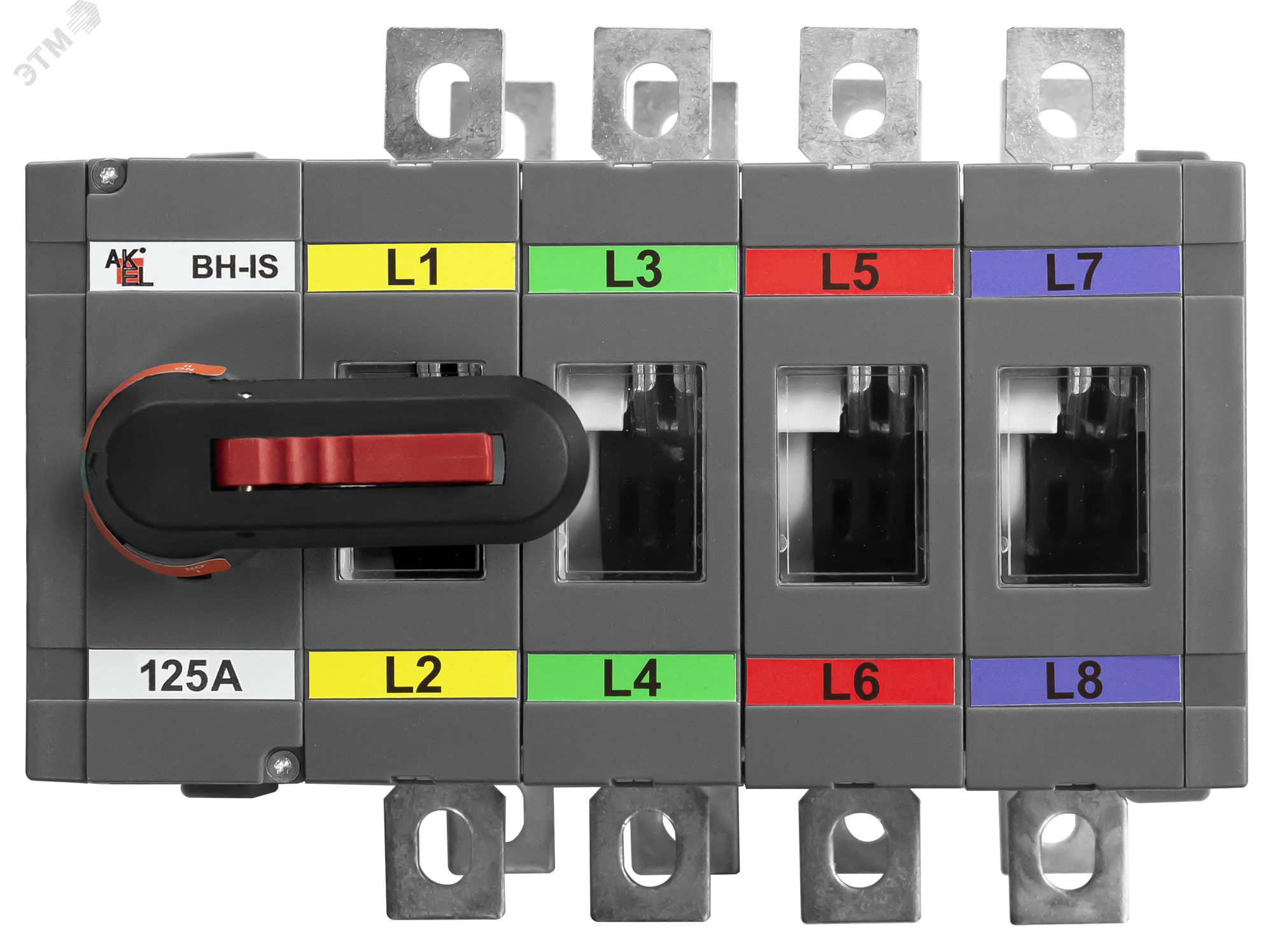 Изображение товара Реверсивный выключатель нагрузки ВН-IS-DR4P-125A-С 4P 125А 750В с прозрачными окошками