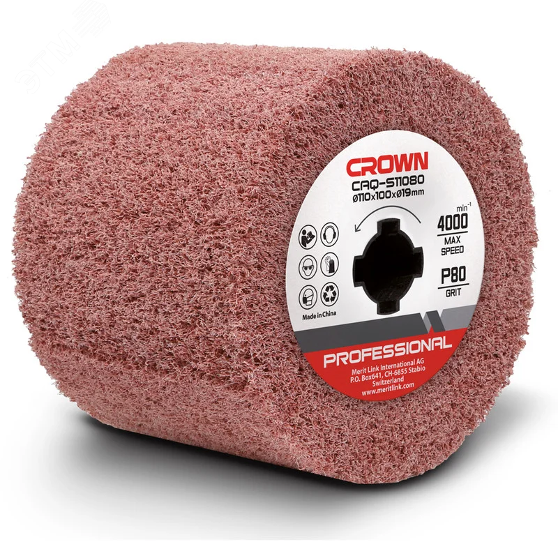 Изображение товара Щетка абразивная CROWN CAQ-S11080 110х100х19 мм для полировки