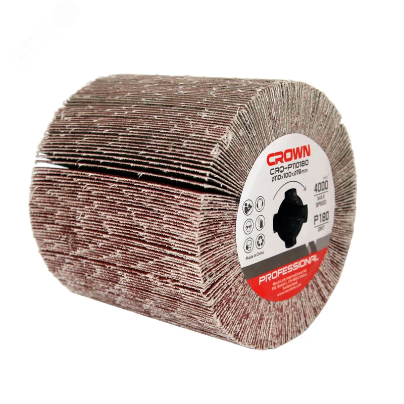 Изображение товара Щетка абразивная 110 мм Р180 Crown CAQ-P110180 для шлифовки и зачистки