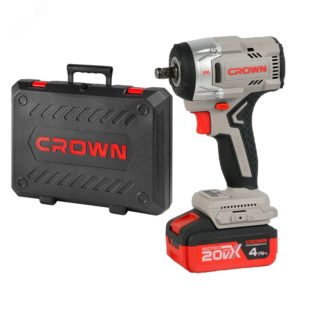Изображение товара Гайковерт ударный аккумуляторный CROWN CT22062HX-4 BMC