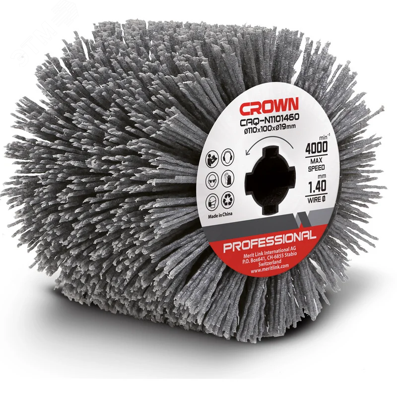 Изображение товара Нейлоновая щетка для обработки деревянных поверхностей 110х19 мм CROWN