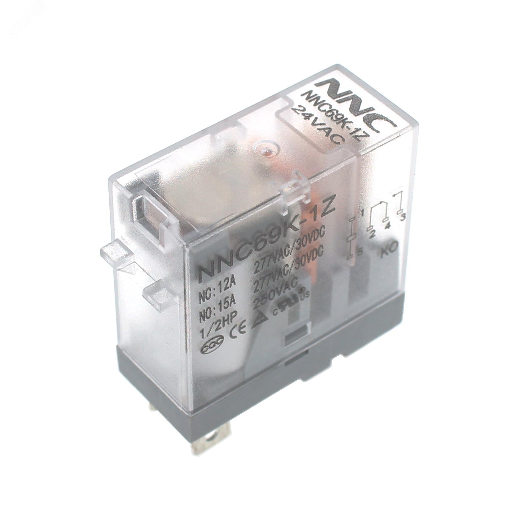 Изображение товара Миниатюрное промежуточное реле NNC69K-1Z-24VAC с 1 перекидным контактом 24В АС