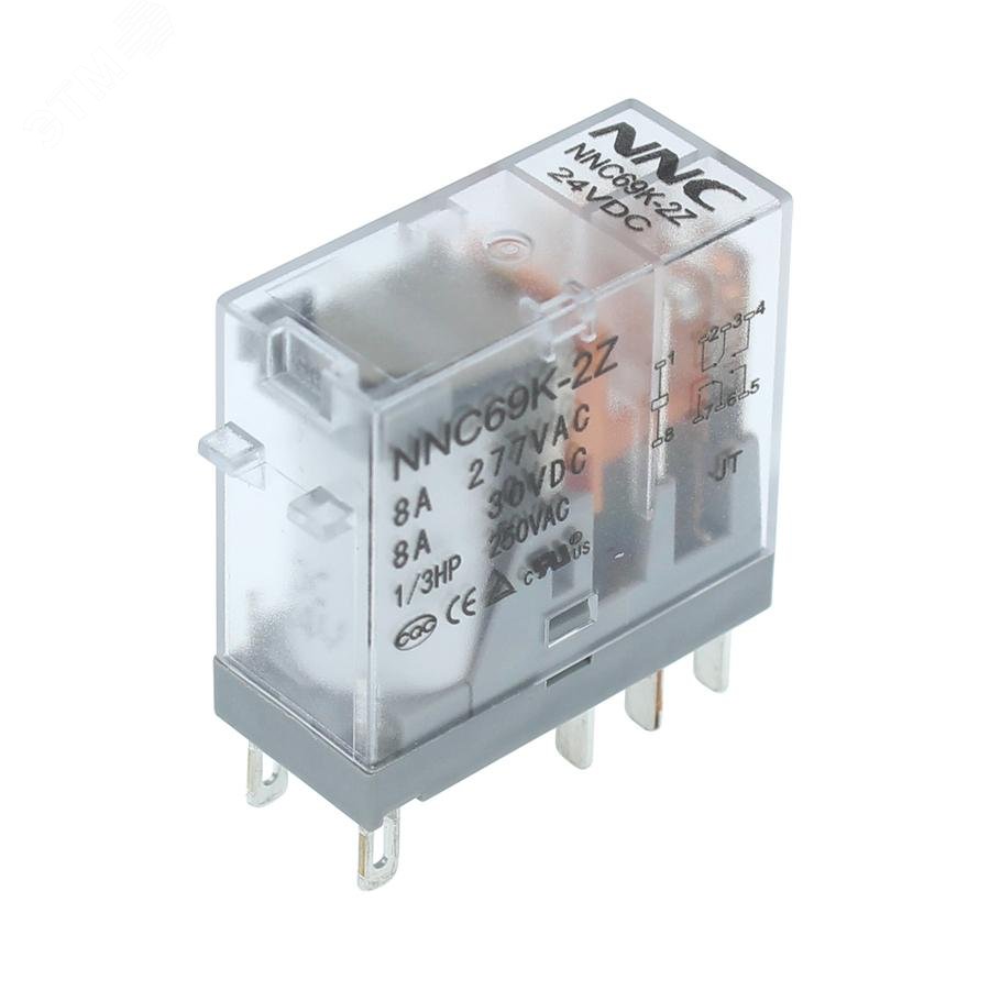 Изображение товара Миниатюрное промежуточное реле NNC69K(TLX)-2Z-24VDC с 2 контактами