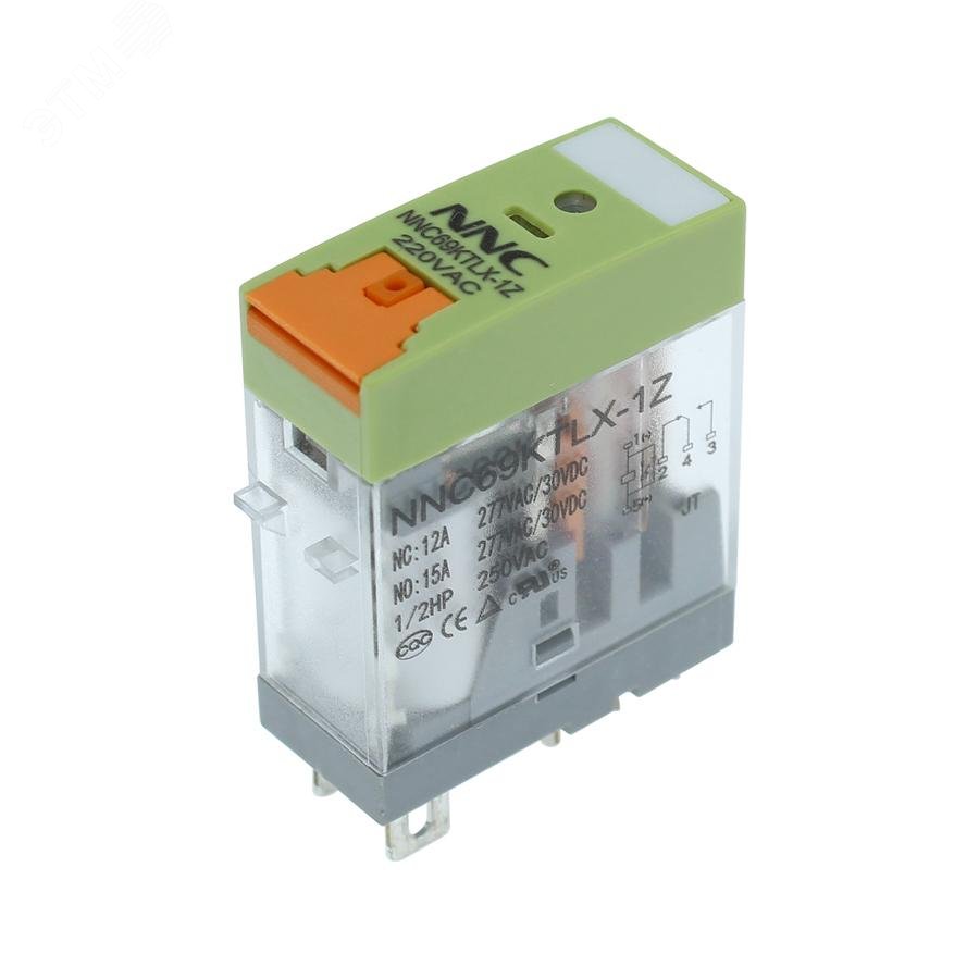 Изображение товара Миниатюрное промежуточное реле NNC69K(TLX)-1Z-220VAC с кнопкой тест и защитным диодом