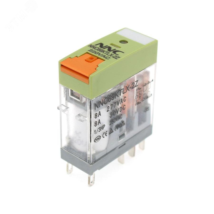 Изображение товара Миниатюрное реле NNC69K(TLX)-2Z-220VAC с индикатором и кнопкой теста