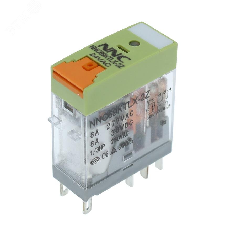 Изображение товара Миниатюрное промежуточное реле NNC69K(TLX)-2Z-24VAC с 2 перекидными контактами