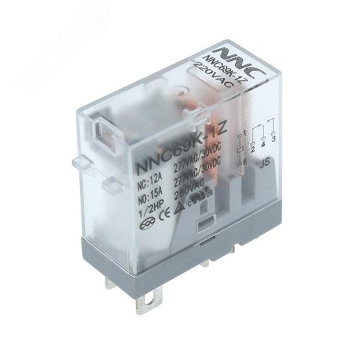 Изображение товара Миниатюрное промежуточное реле NNC69K-1Z-220VAC с 1 перекидным контактом 220В АС (шт)