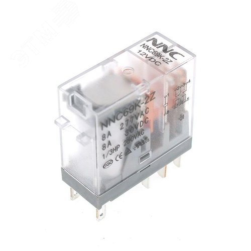 Изображение товара Миниатюрное промежуточное реле NNC69K-2Z-12VDC с 2 перекидными контактами 12В DC (шт)