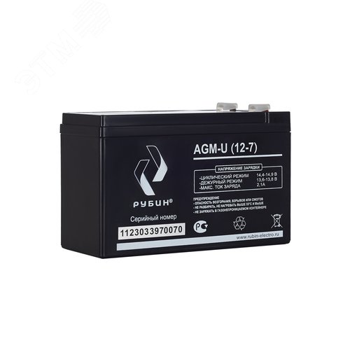 Изображение товара Аккумуляторная батарея Рубин 12V 7Ah AGM (2.05kg) (шт)