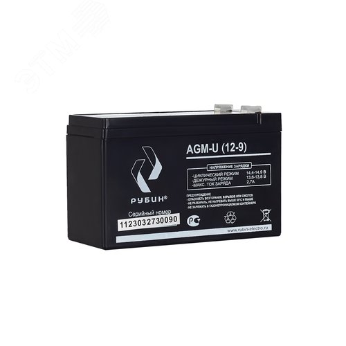 Изображение товара Аккумуляторная батарея Рубин 12V 9Ah AGM (2.3kg) (шт)