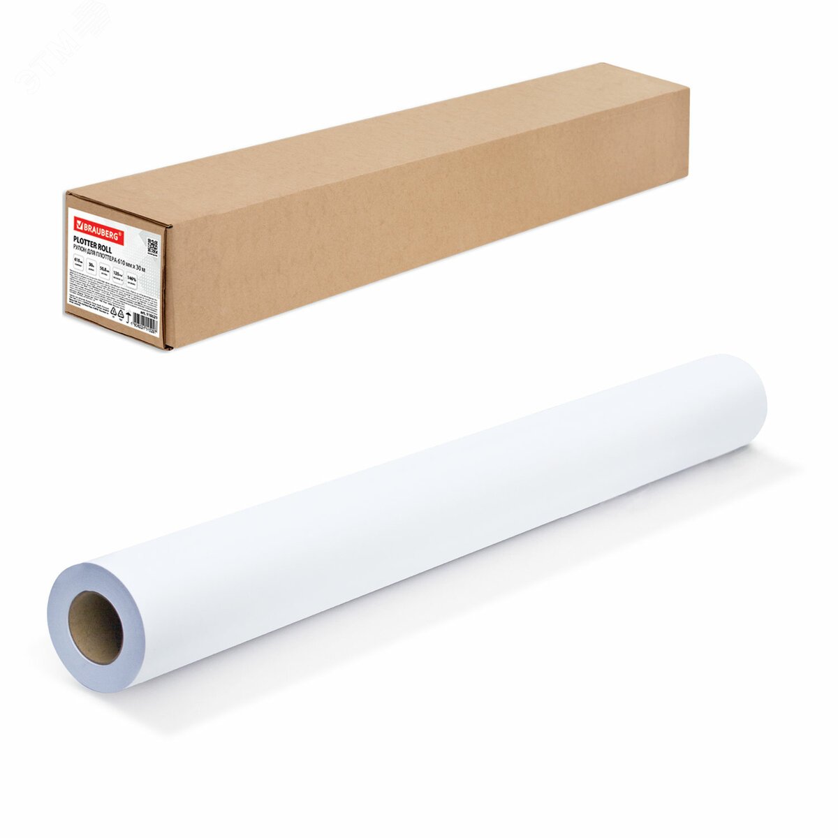 Изображение товара Широкоформатная рулонная бумага для плоттера 610мм х 30м 120 г/м2