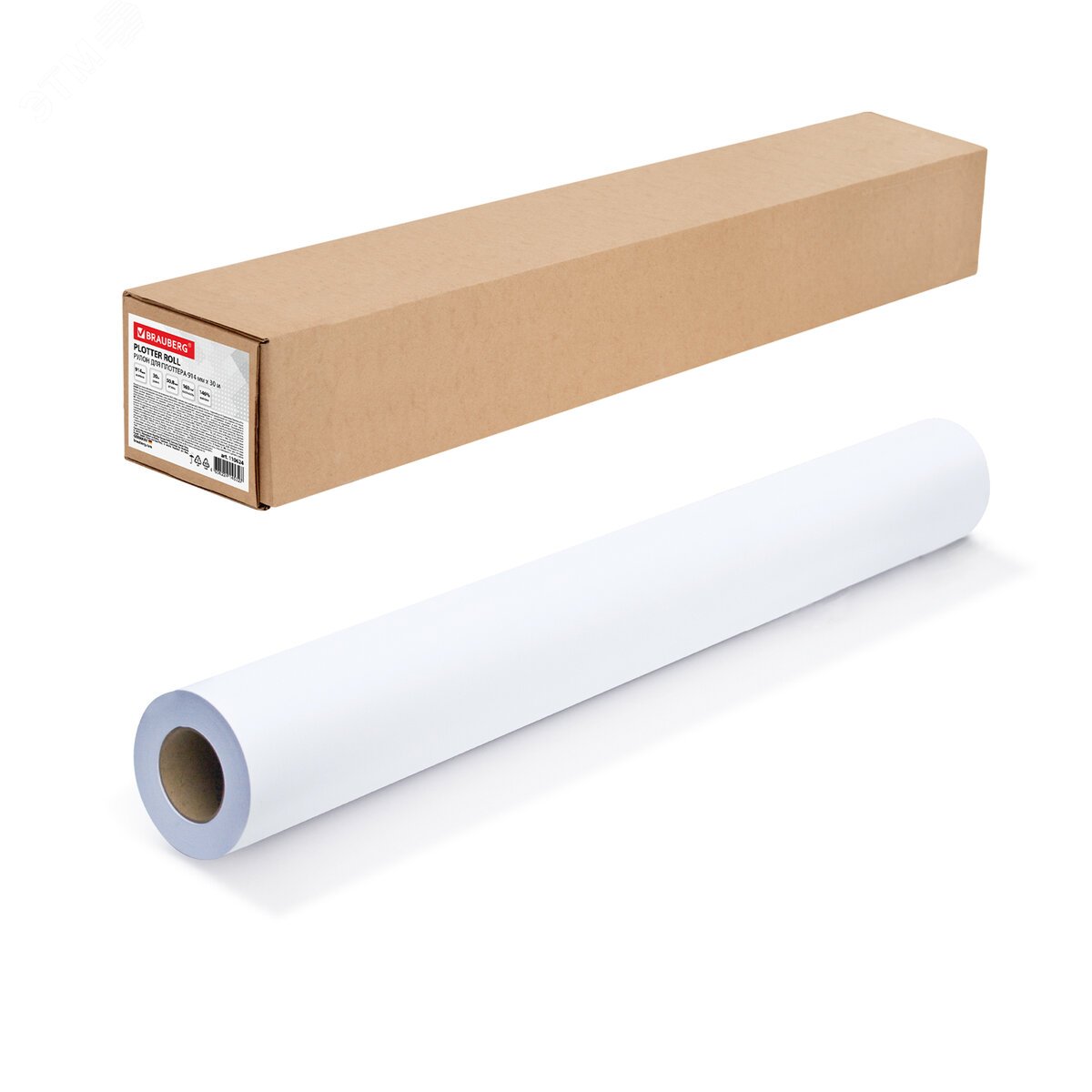 Изображение товара Широкоформатная бумага BRAUBERG для плоттера 914мм х 30м х 160г/м2