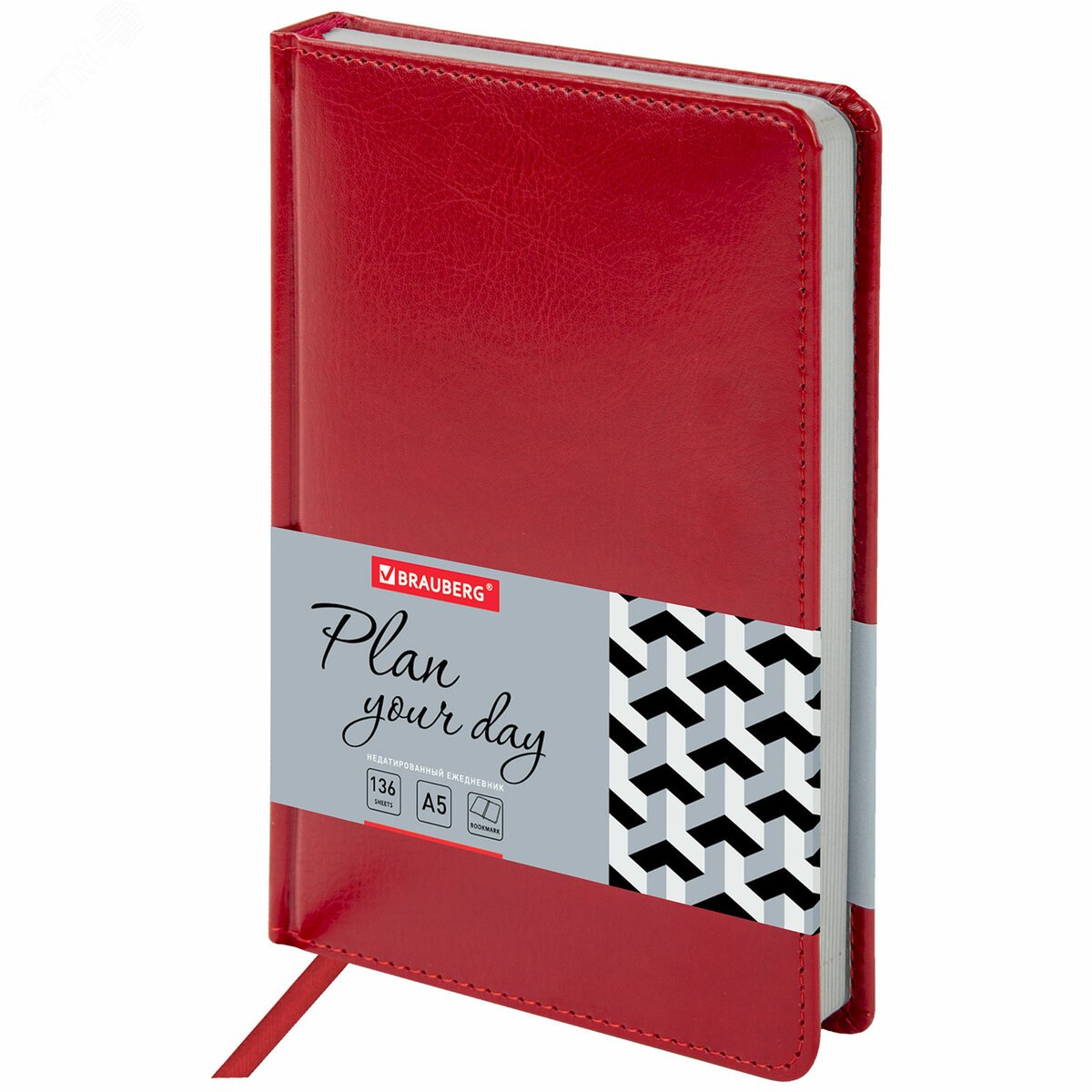 Изображение товара Ежедневник недатированный А5 138х213мм BRAUBERG Rainbow под кожу, 136л, красный, 111667 (шт)