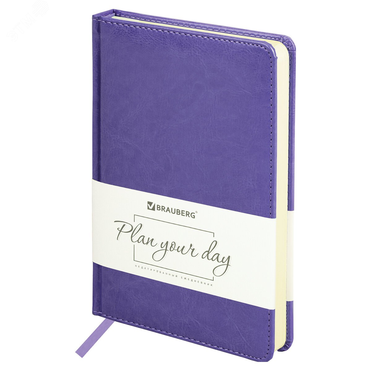 Изображение товара Ежедневник недатированный А5 138х213мм BRAUBERG Imperial под кожу, 160л, фиолетовый, 111854 (шт)