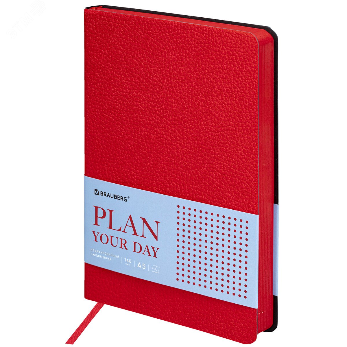 Изображение товара Ежедневник недатированный А5 138х213мм BRAUBERG Stylish под кожу, гибкий 160л, красный, 111865 (шт)