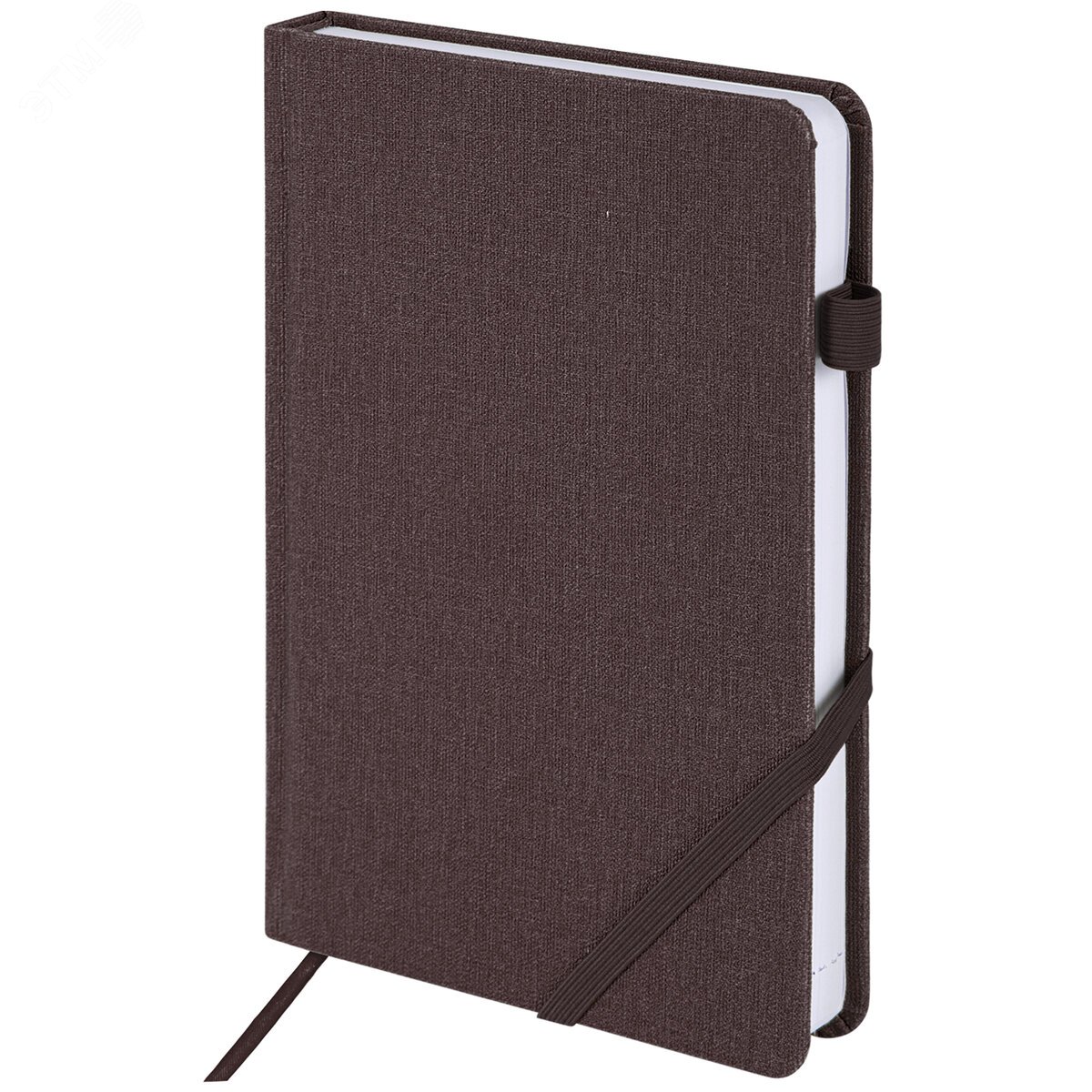 Изображение товара Ежедневник недатированный А5 138x213мм BRAUBERG Finest под кожу, резинка, 136л, коричневый, 111870 (шт)