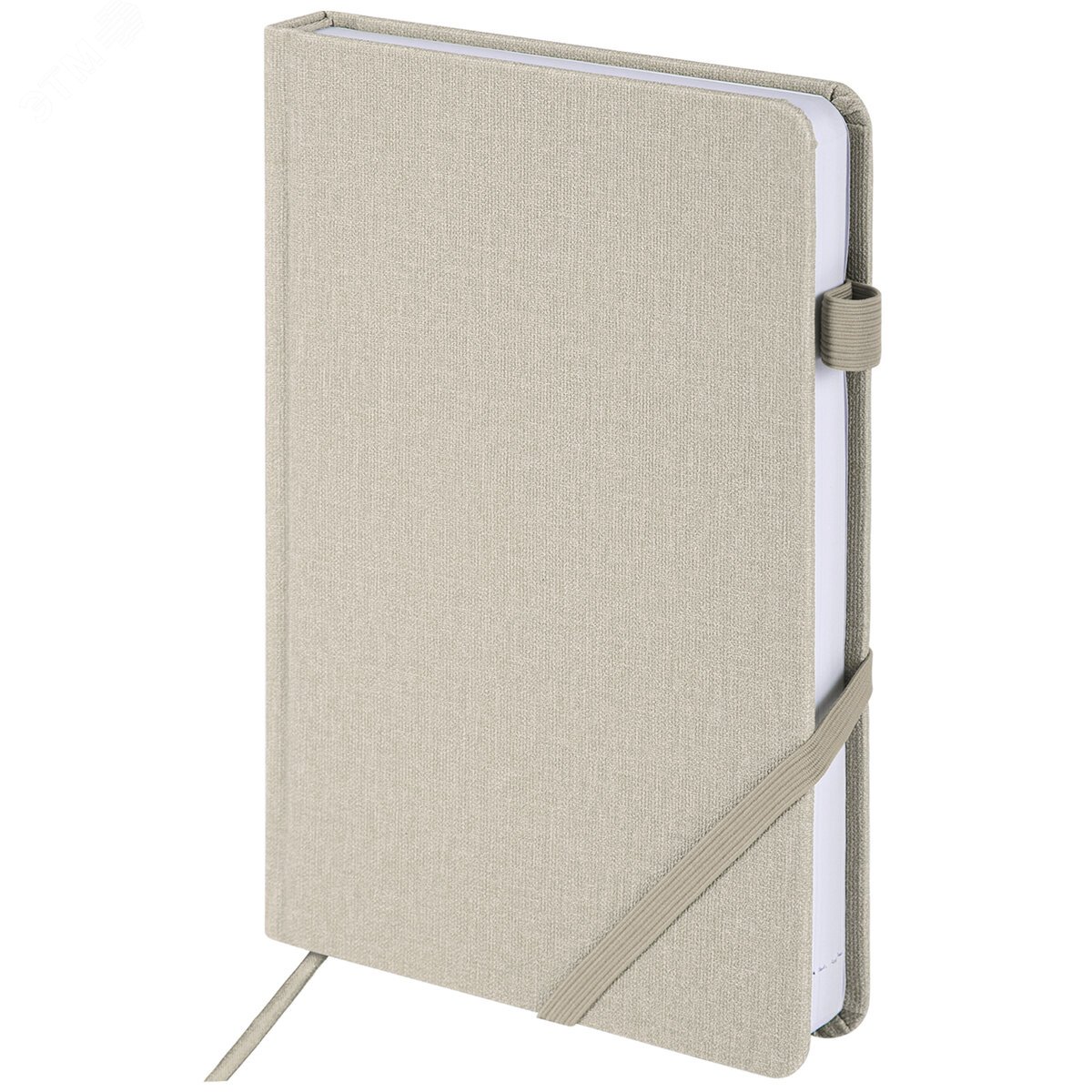 Изображение товара Ежедневник недатированный А5 138x213мм BRAUBERG Finest под кожу, резинка, 136л, бежевый, 111871 (шт)