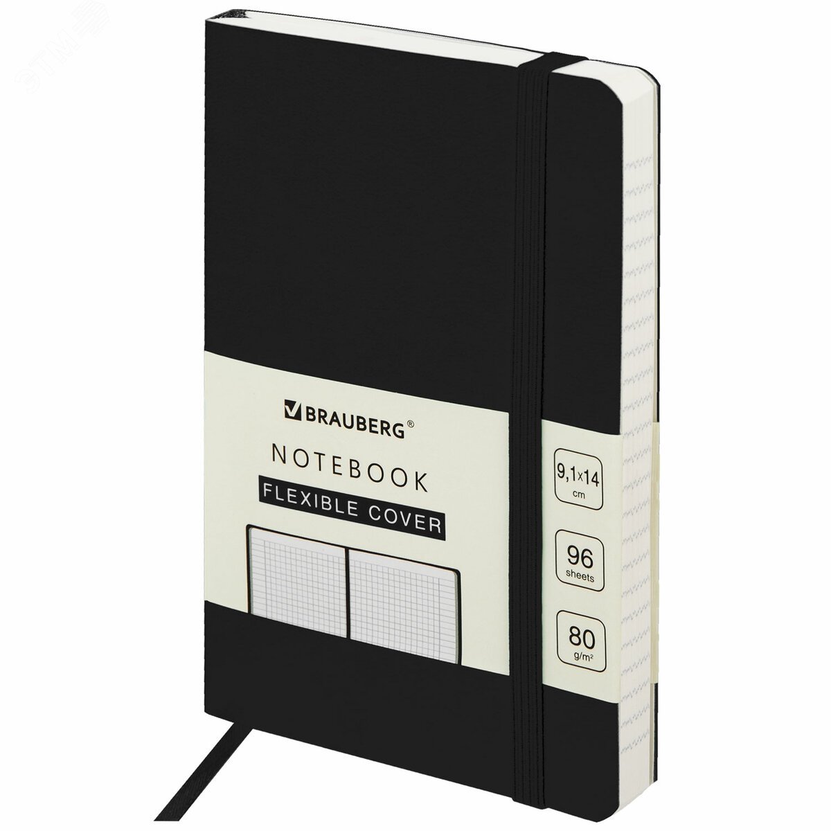 Изображение товара Блокнот МАЛЫЙ ФОРМАТ 91х140мм А6, BRAUBERG ULTRA, под кожу, 80г/м2, 96л, клетка, черный, 113024 (шт)