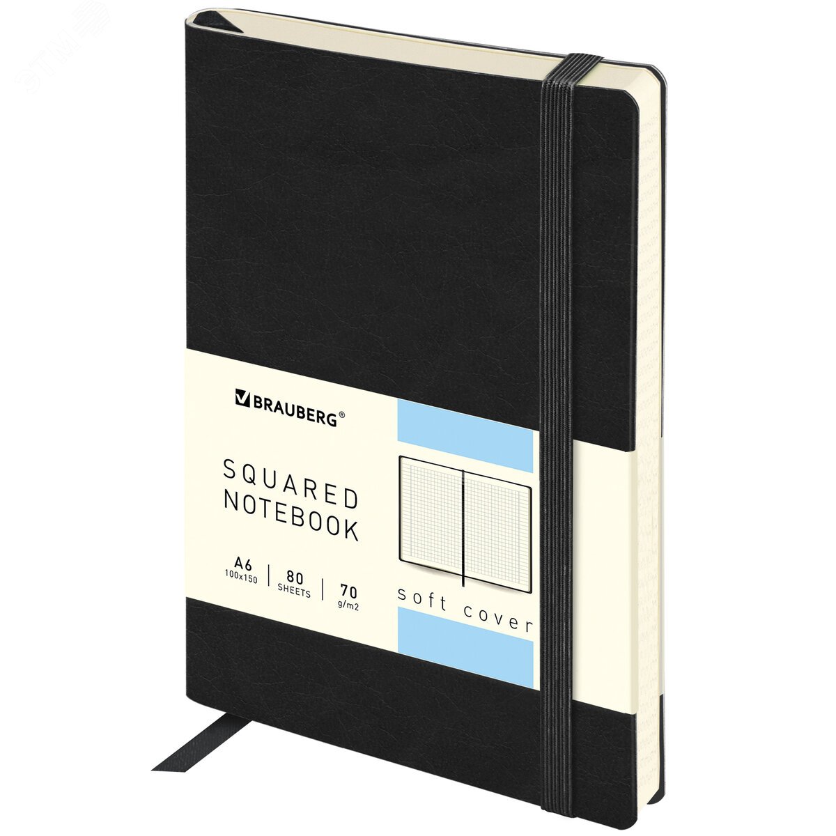 Изображение товара Блокнот МАЛЫЙ ФОРМАТ 100x150мм А6, BRAUBERG Metropolis Ultra, под кожу, 80л, клетка, черный, 113324 (шт)