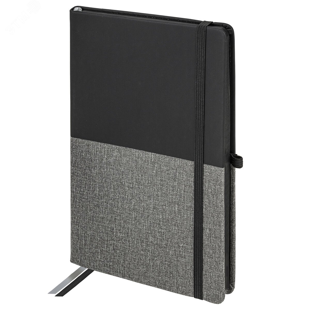 Изображение товара Блокнот А5 BRAUBERG DUO под кожу 80 листов клетка черный/серый