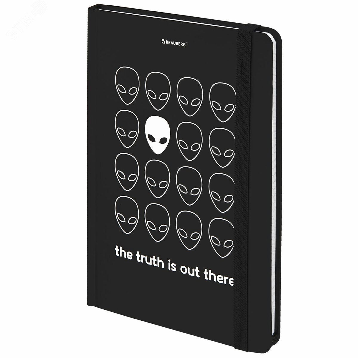 Изображение товара Блокнот с резинкой в клетку Aliens 96 листов А5 твердая обложка BRAUBERG