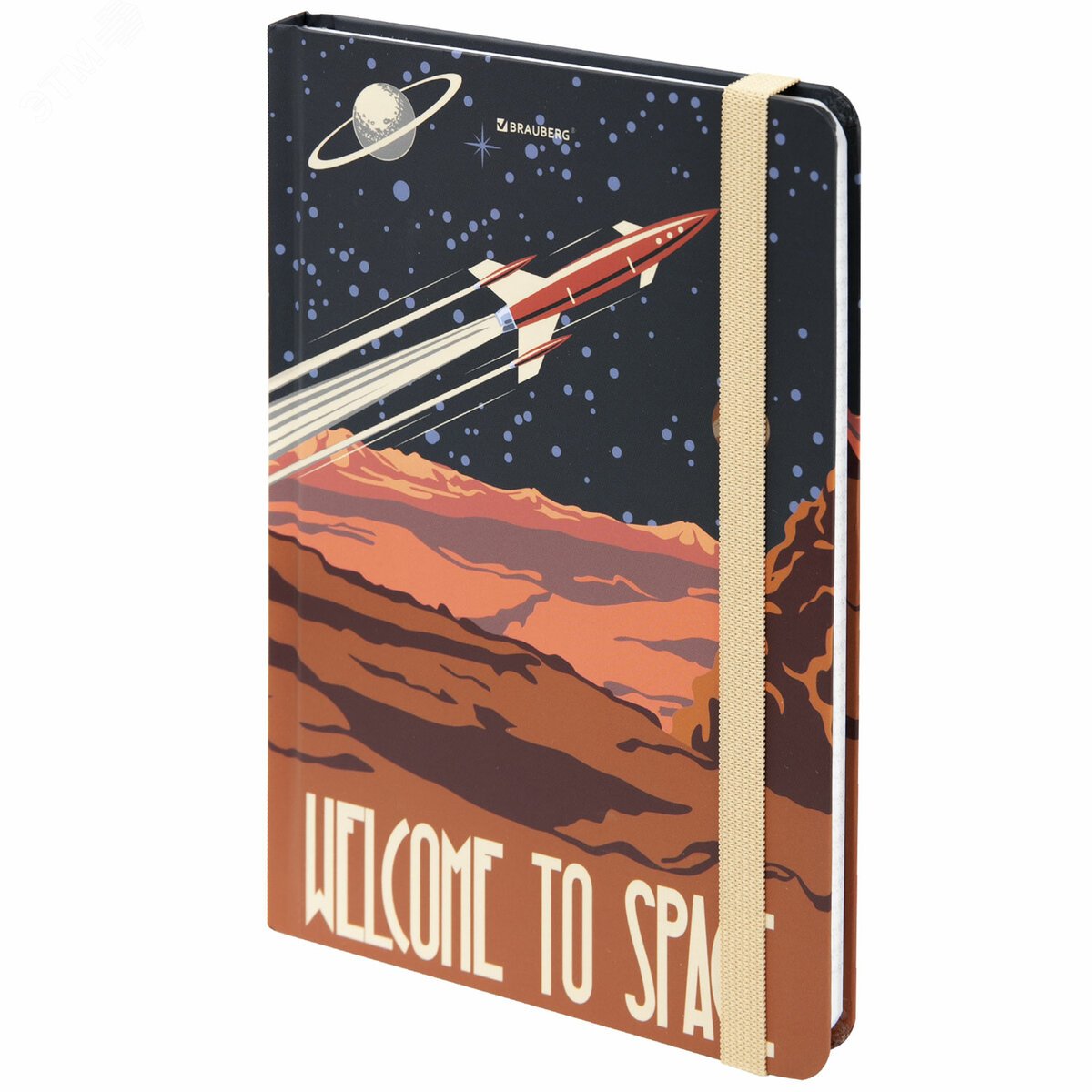 Изображение товара Блокнот SpaceX 96л А5 твердая обложка с резинкой BRAUBERG