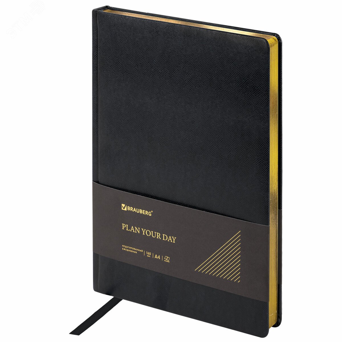 Изображение товара Ежедневник недатированный БОЛЬШОЙ ФОРМАТ 210х297мм А4, BRAUBERG Iguana под кожу, 160л, черный,114452 (шт)