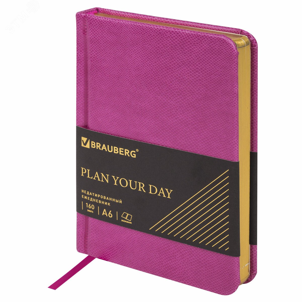Изображение товара Ежедневник недатированный МАЛЫЙ ФОРМАТ 100x150мм А6 BRAUBERG Iguana под кожу, 160л, розовый, 114469 (шт)