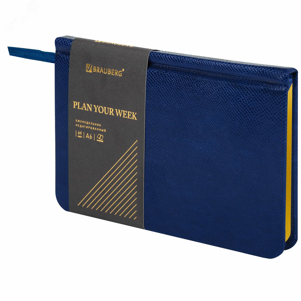 Изображение товара Еженедельник недатированный МАЛЫЙ ФОРМАТ 95х155мм А6 BRAUBERG Iguana под кожу, синий, 114479 (шт)