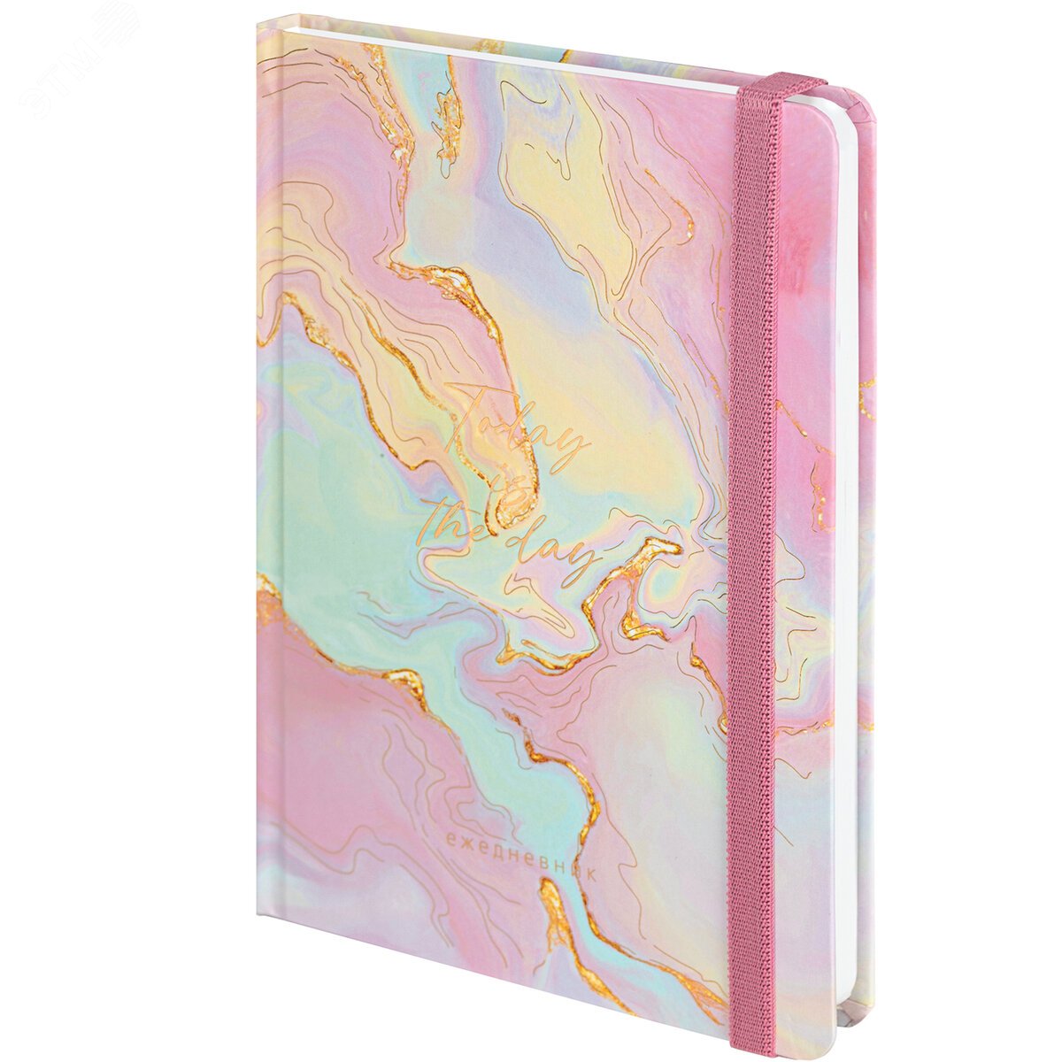 Изображение товара Ежедневник недатированный с резинкой А5 145х203мм, BRAUBERG, твердый, фольга, 128л, Marble, 114564 (шт)