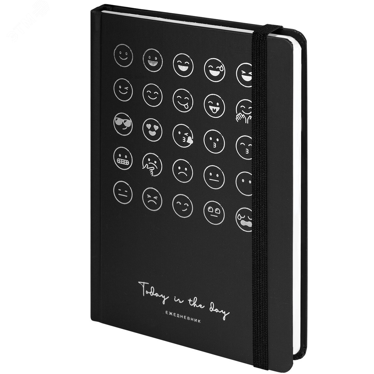 Изображение товара Ежедневник недатированный с резинкой А5 145х203мм, BRAUBERG, твердый, фольга, 128л, Emoji, 114567 (шт)
