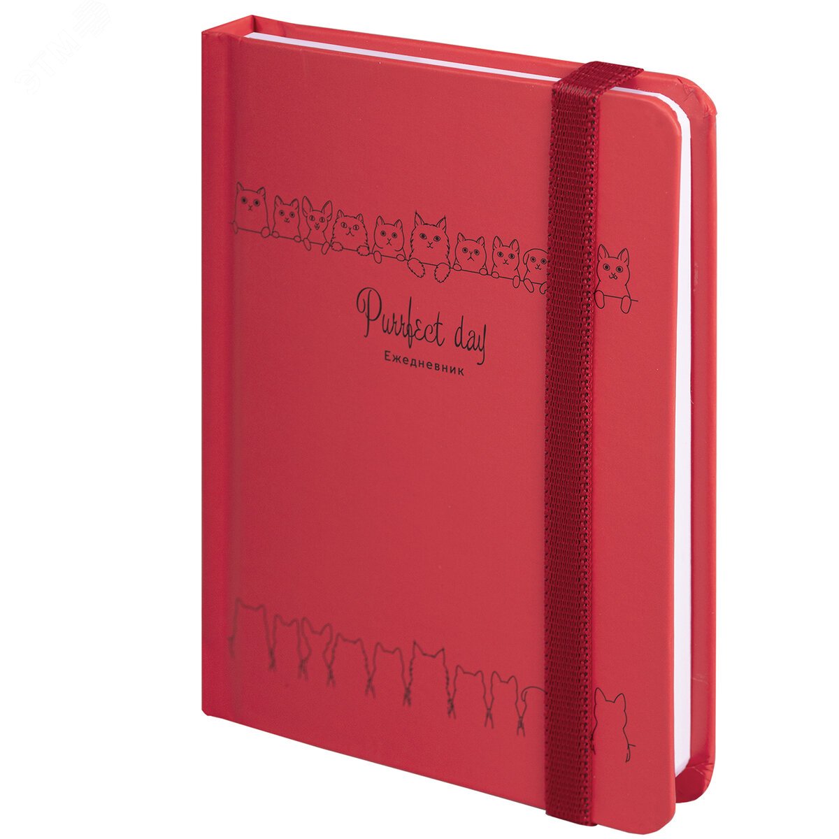 Изображение товара Ежедневник недатированный с резинкой, МАЛЫЙ ФОРМАТ А6 109х148мм, BRAUBERG, 128л, Котики, 114571 (шт)