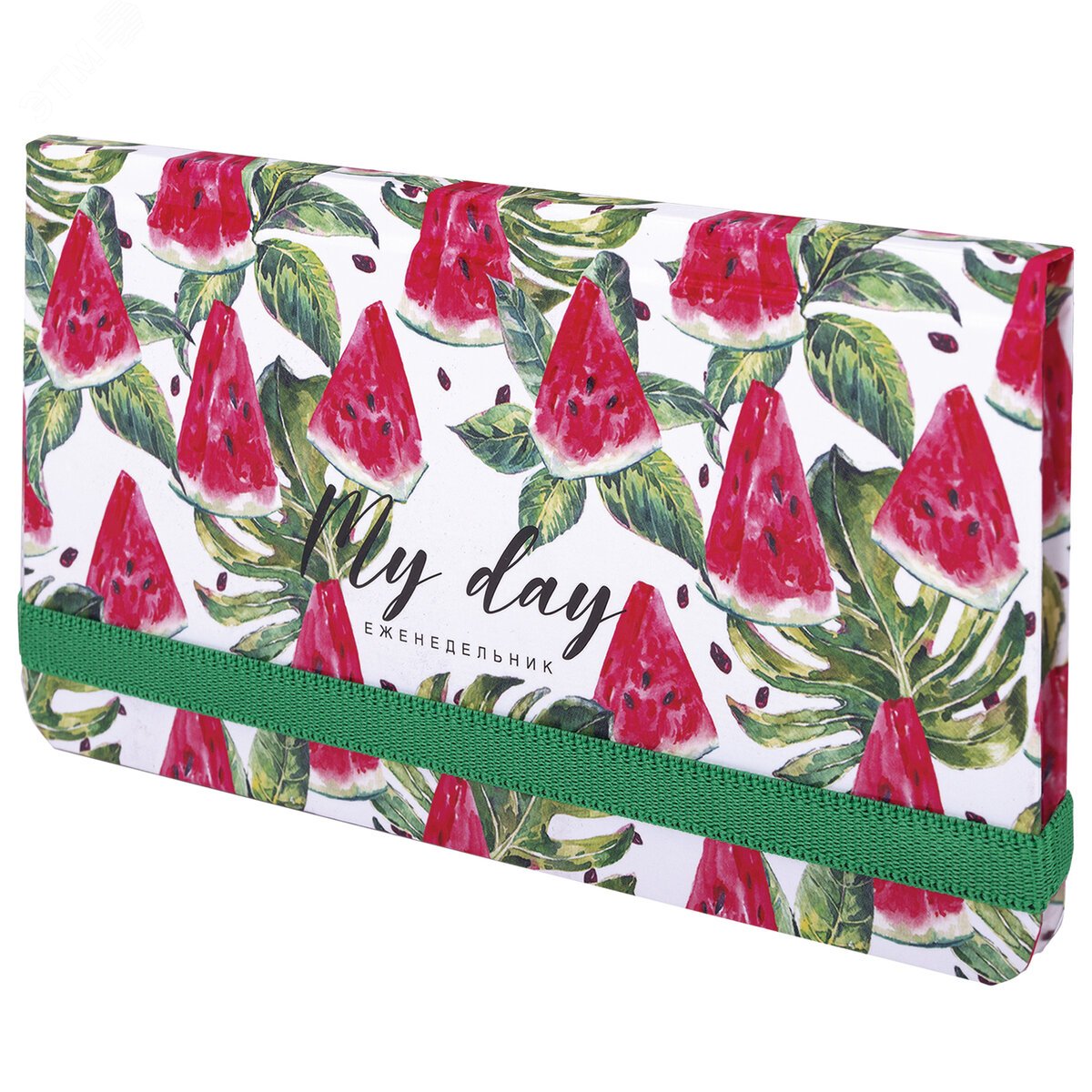 Изображение товара Еженедельник недатированный с резинкой 171х93мм, BRAUBERG, твердый, УФ-ЛАК, 64л, Watermelon, 114577 (шт)