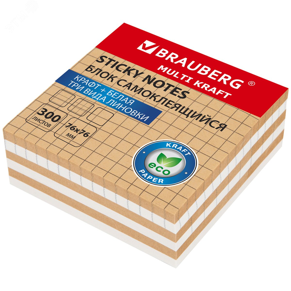 Изображение товара Блок самоклеящийся крафтовый (стикеры) MULTI KRAFT 76 х 76 мм, 300 листов (шт)
