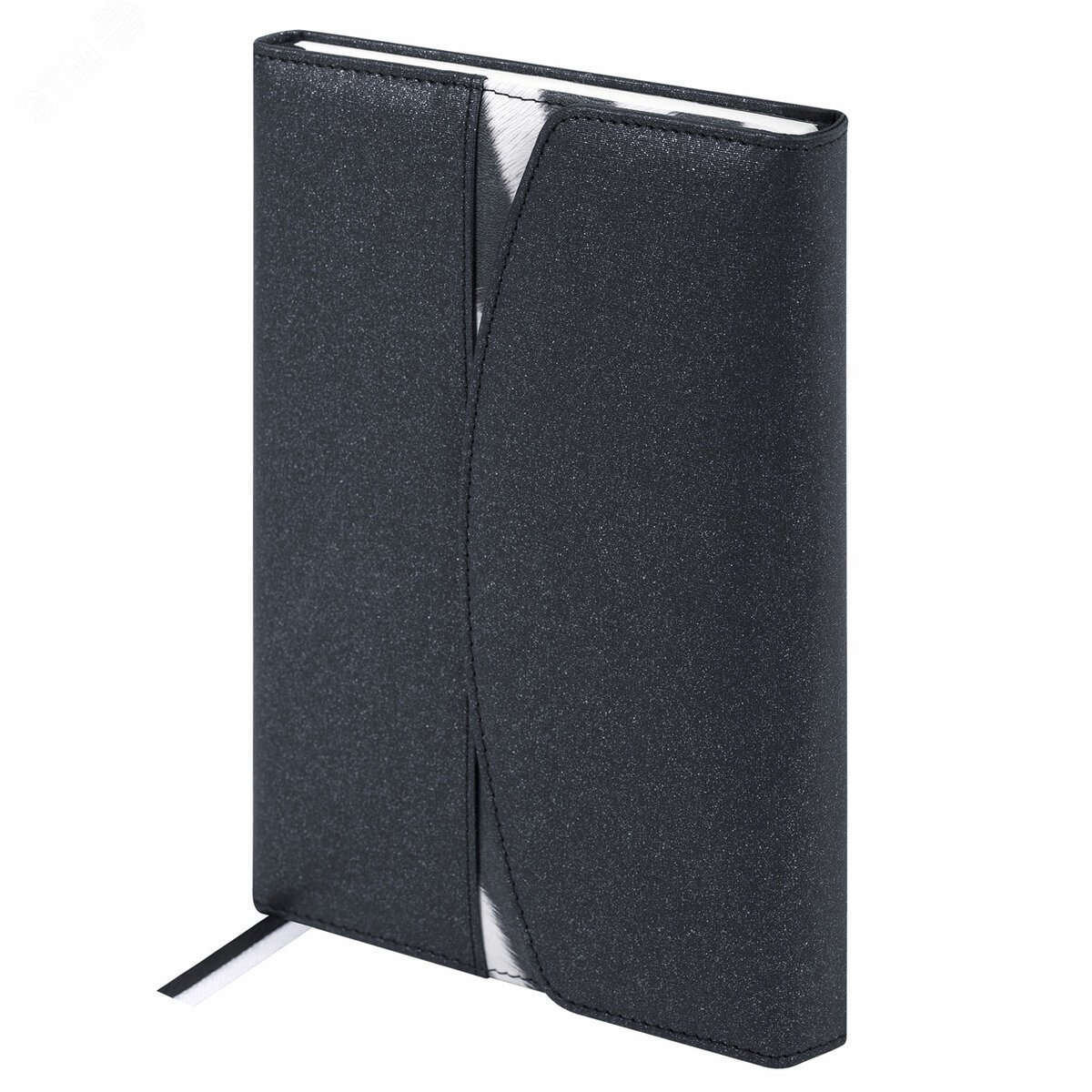 Изображение товара Ежедневник недатированный А5 155х213мм BRAUBERG Wild, под кожу, магнит 160л, ZEBRA, черный, 116233 (шт)