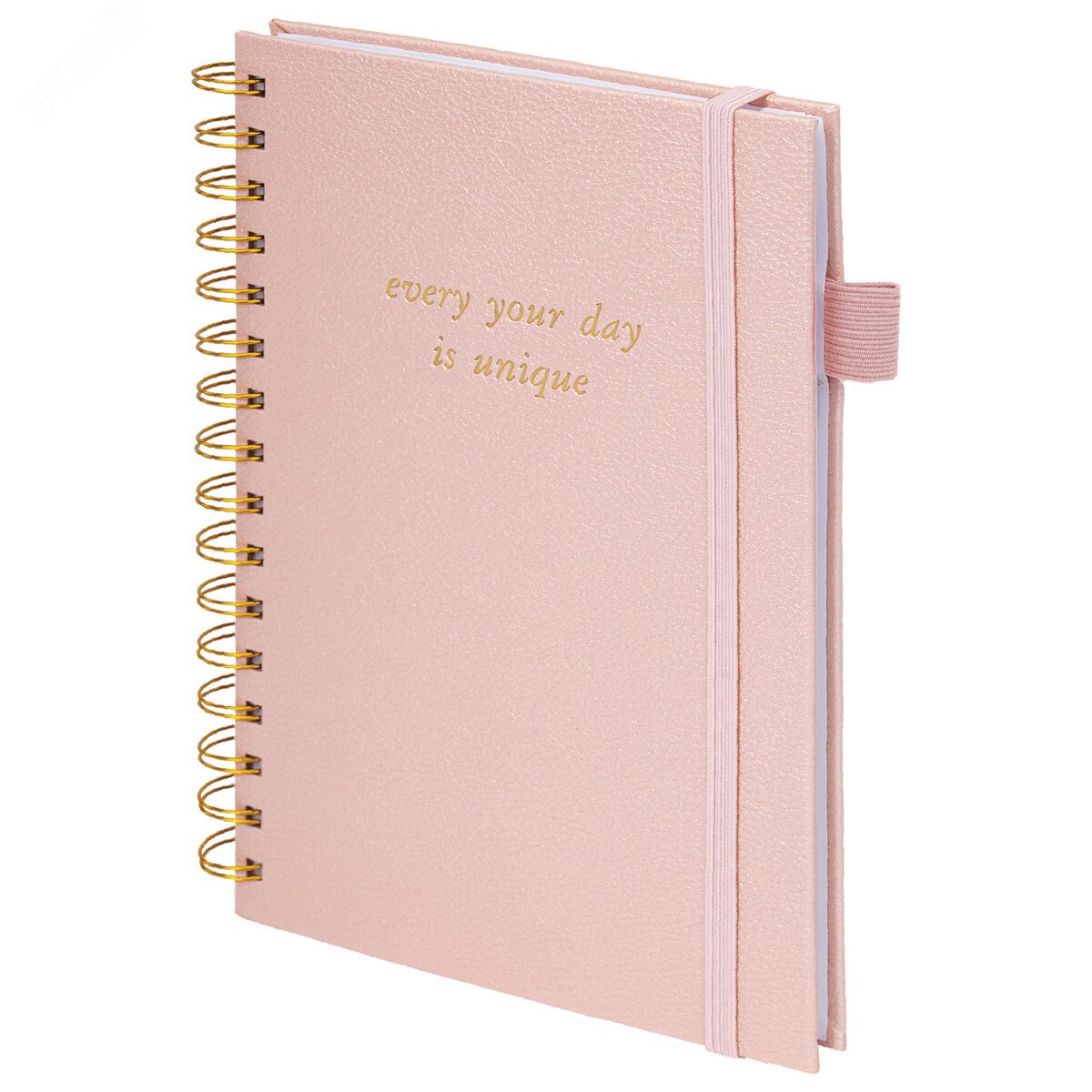 Изображение товара Бизнес-тетрадь на гребне А5 148 х 216 мм Calipso под кожу, резинка, клетка, 80л, розовая (шт)