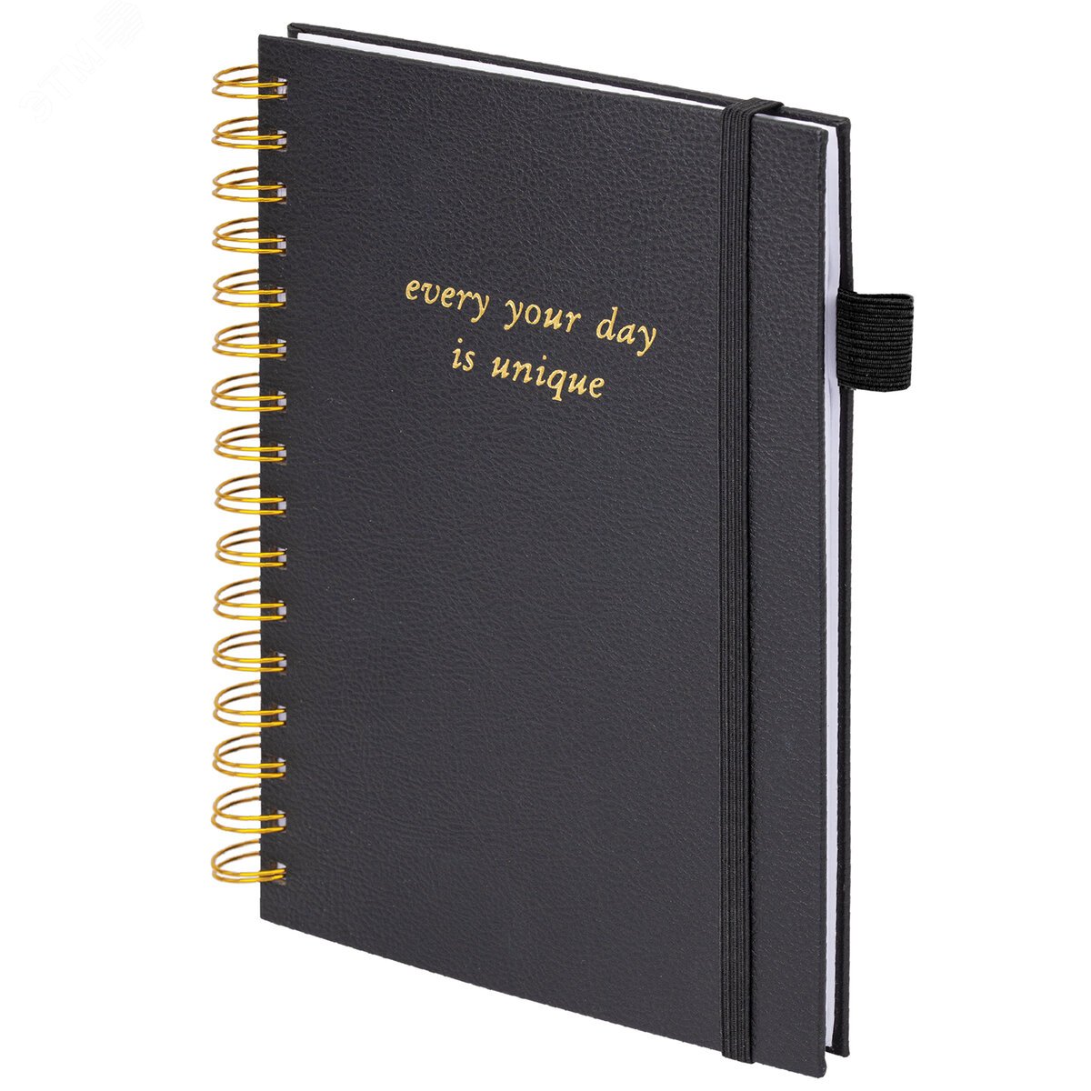 Изображение товара Бизнес-тетрадь на гребне А5 148 х 216 мм Calipso под кожу, резинка, клетка, 80л, черная (шт)