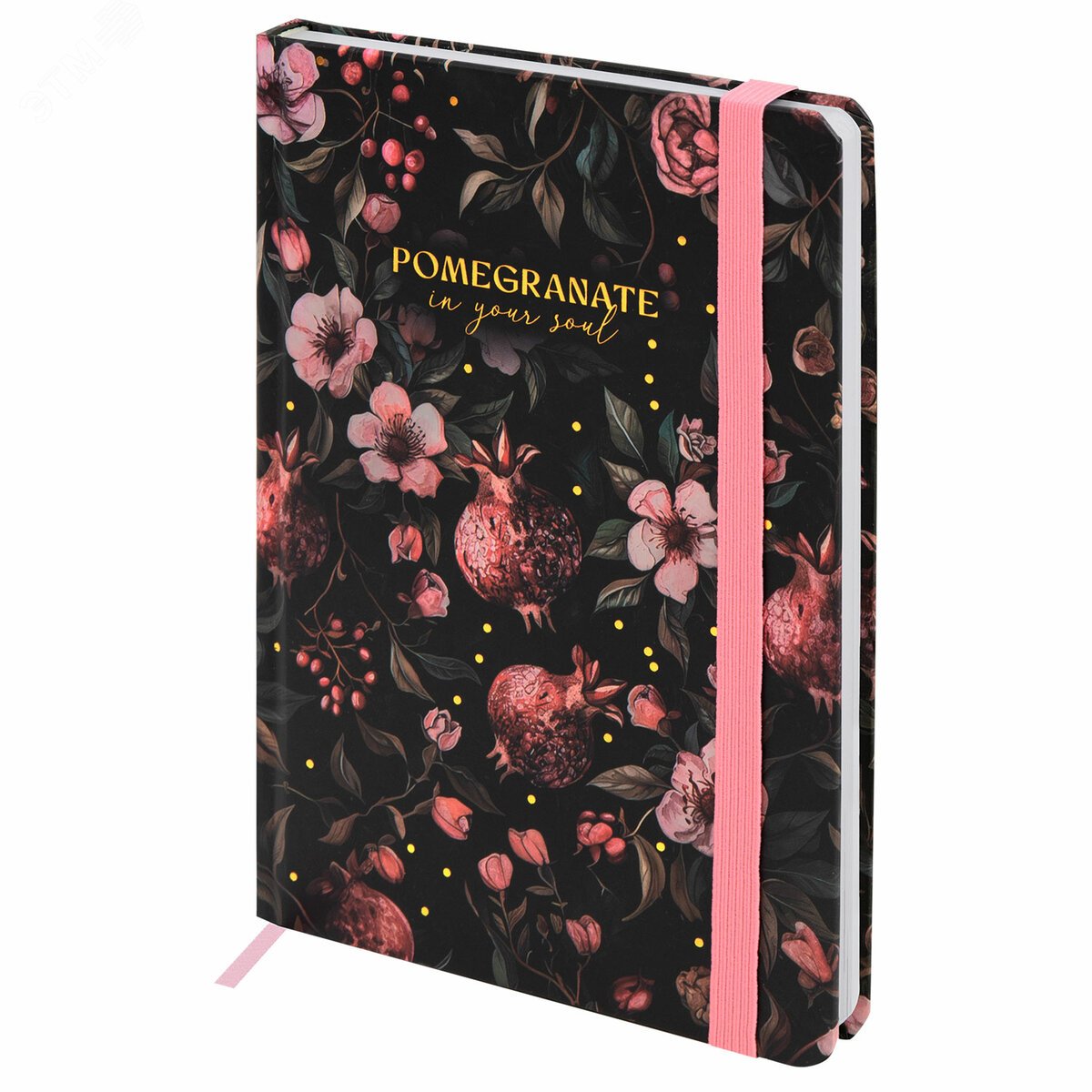 Изображение товара Недатированный ежедневник А5 с резинкой 128 листов Brauberg Гранаты