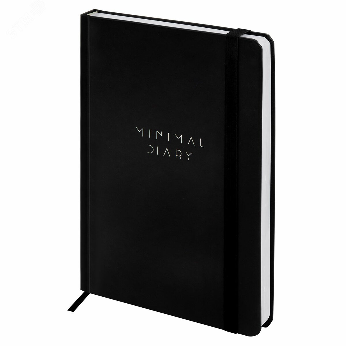 Изображение товара Ежедневник недатированный с резинкой А5 145 х 203 мм, твердый, 160 л, Minimal, черный (шт)