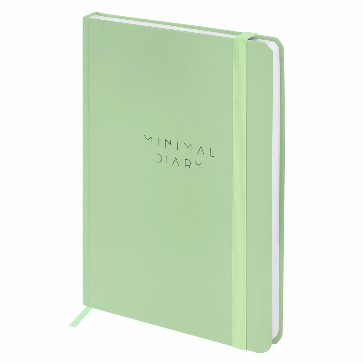 Изображение товара Ежедневник недатированный с резинкой А5 145 х 203 мм, твердый, 160 л, Minimal, зеленый (шт)