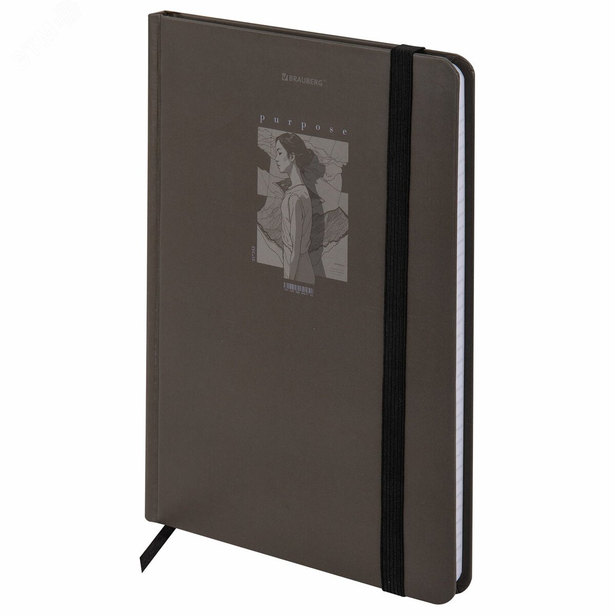 Изображение товара Блокнот BRAUBERG 96лист А5 с резинкой твердая обложка клетка