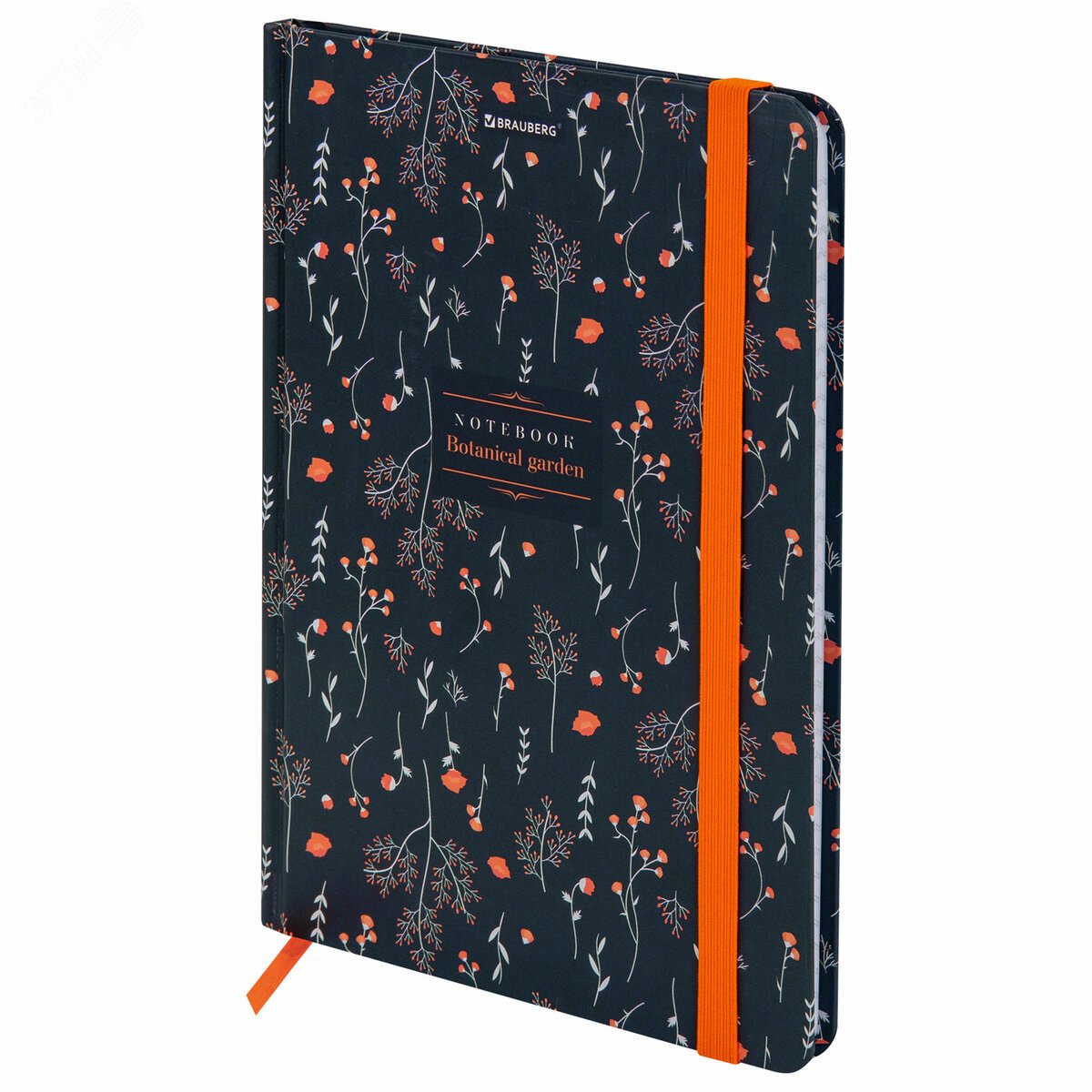 Изображение товара Блокнот с резинкой в клетку 96л А5 Flowers BRAUBERG твердая обложка