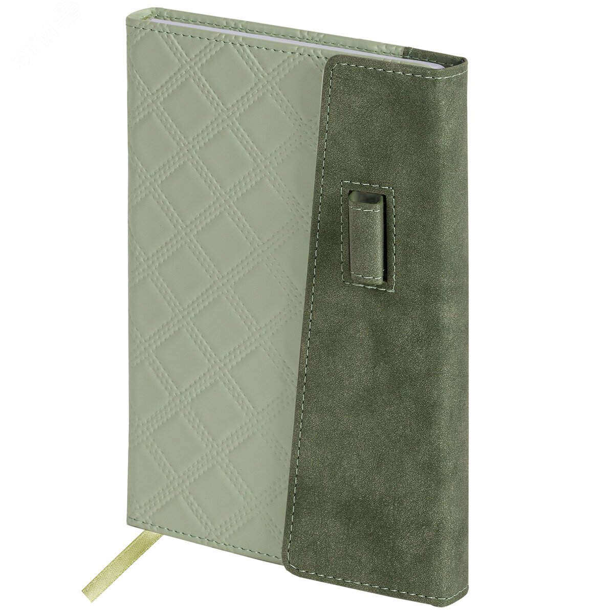 Изображение товара Ежедневник недатированный А5 145 х 215 мм, Stitch, под кожу, магнит, 160 л, оливковый (шт)