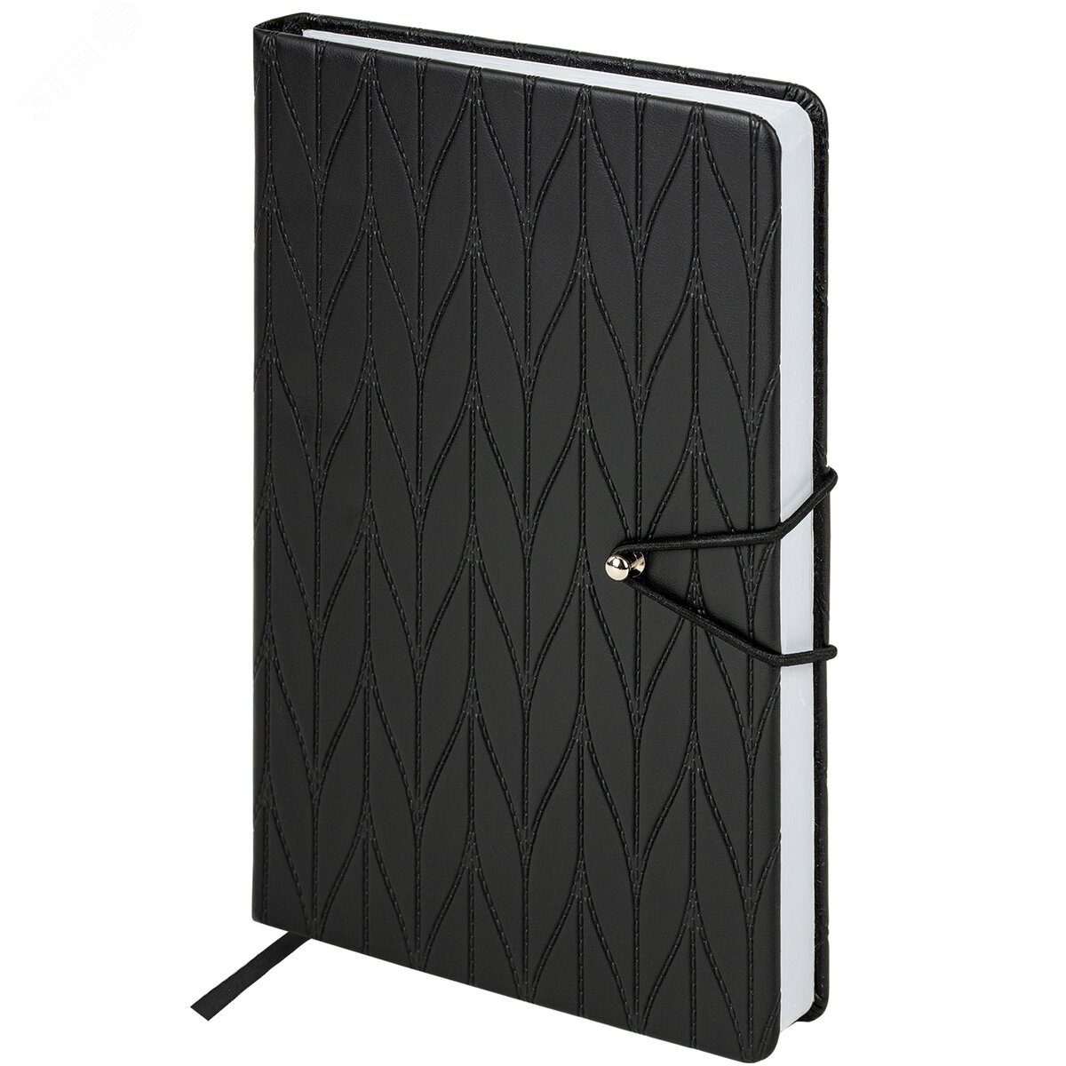 Изображение товара Ежедневник недатированный А5 138 х 213мм, Braided, под кожу, гвоздик, 160 л, черный (шт)