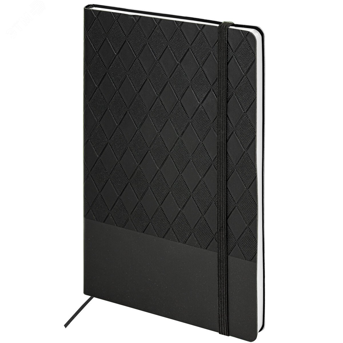 Изображение товара Блокнот А5 138 х 213мм, Tissage, под кожу, 80л, резинка, клетка, черный (шт)