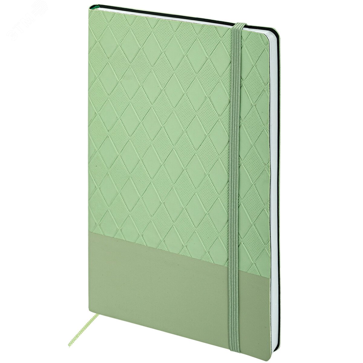 Изображение товара Блокнот А5 138 х 213мм, Tissage, под кожу, 80л, резинка, клетка, оливковый (шт)