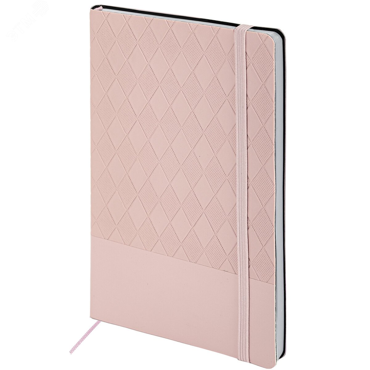 Изображение товара Блокнот А5 138 х 213мм, Tissage, под кожу, 80л, резинка, клетка, нежно-розовый (шт)